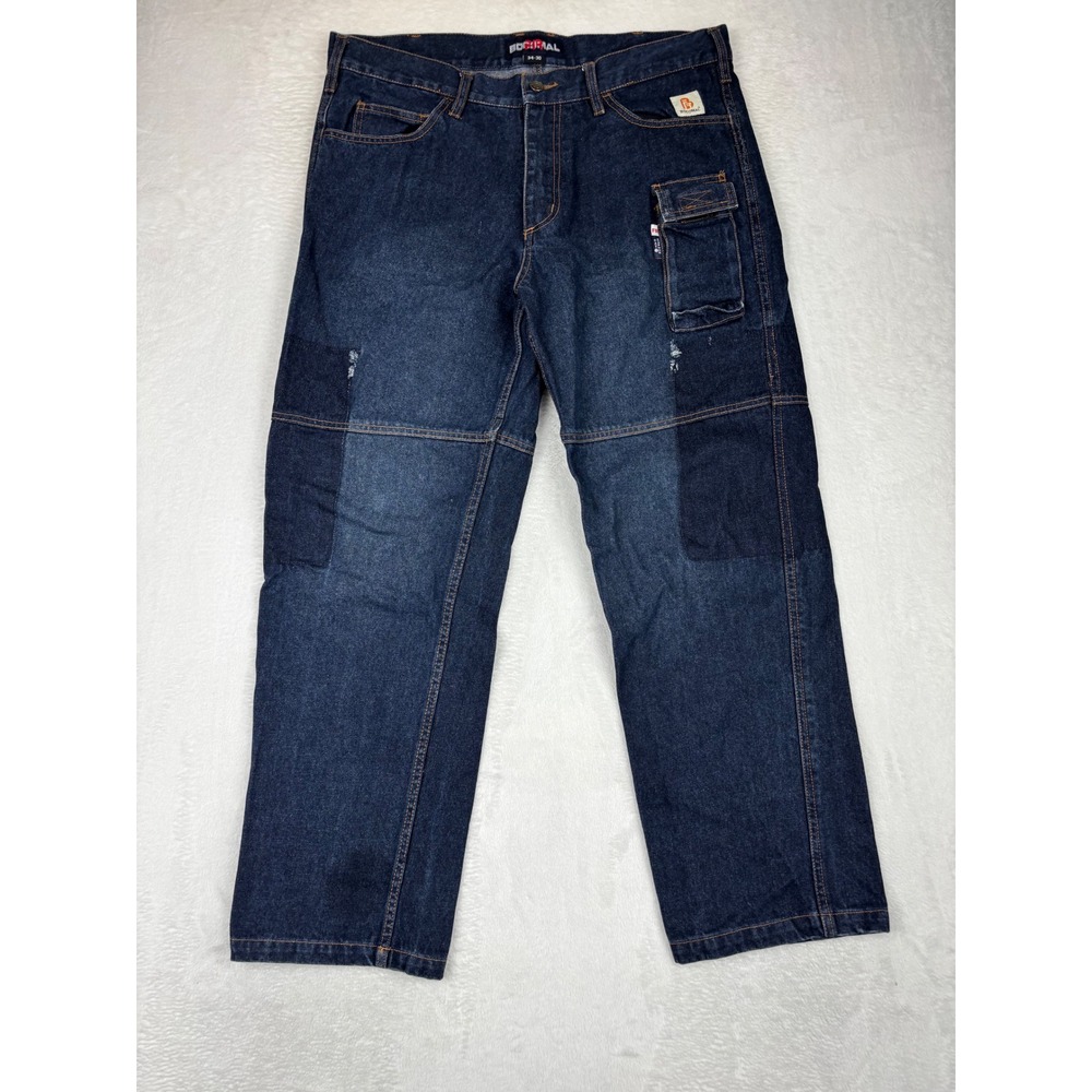 Bocomal Mens 34x30 Jeans FR Flame Resistant Dark Washed Double Knee Cargo Pants